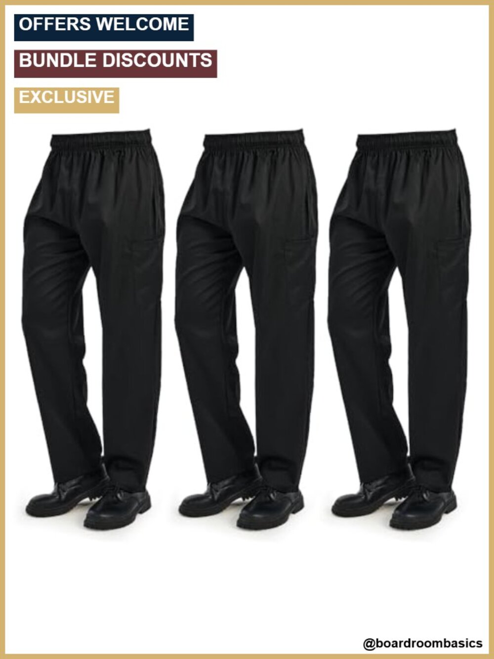 Chef Pants for Men - 100% Polyester Elastic Waist Cook Pants